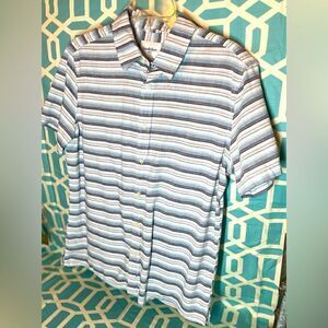 🔥❤️🔥 Goodfellow & Co Blue Horizontal Stripe Casual Button Down Shirt Siz…